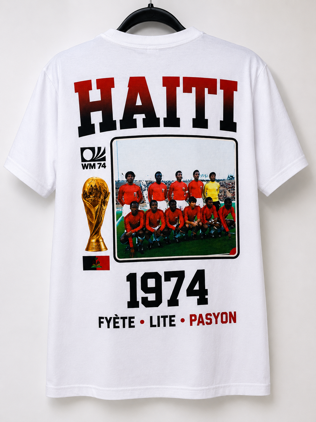 Haiti 1974 Heritage White with Vintage Black, Red & Gray Graphic Print