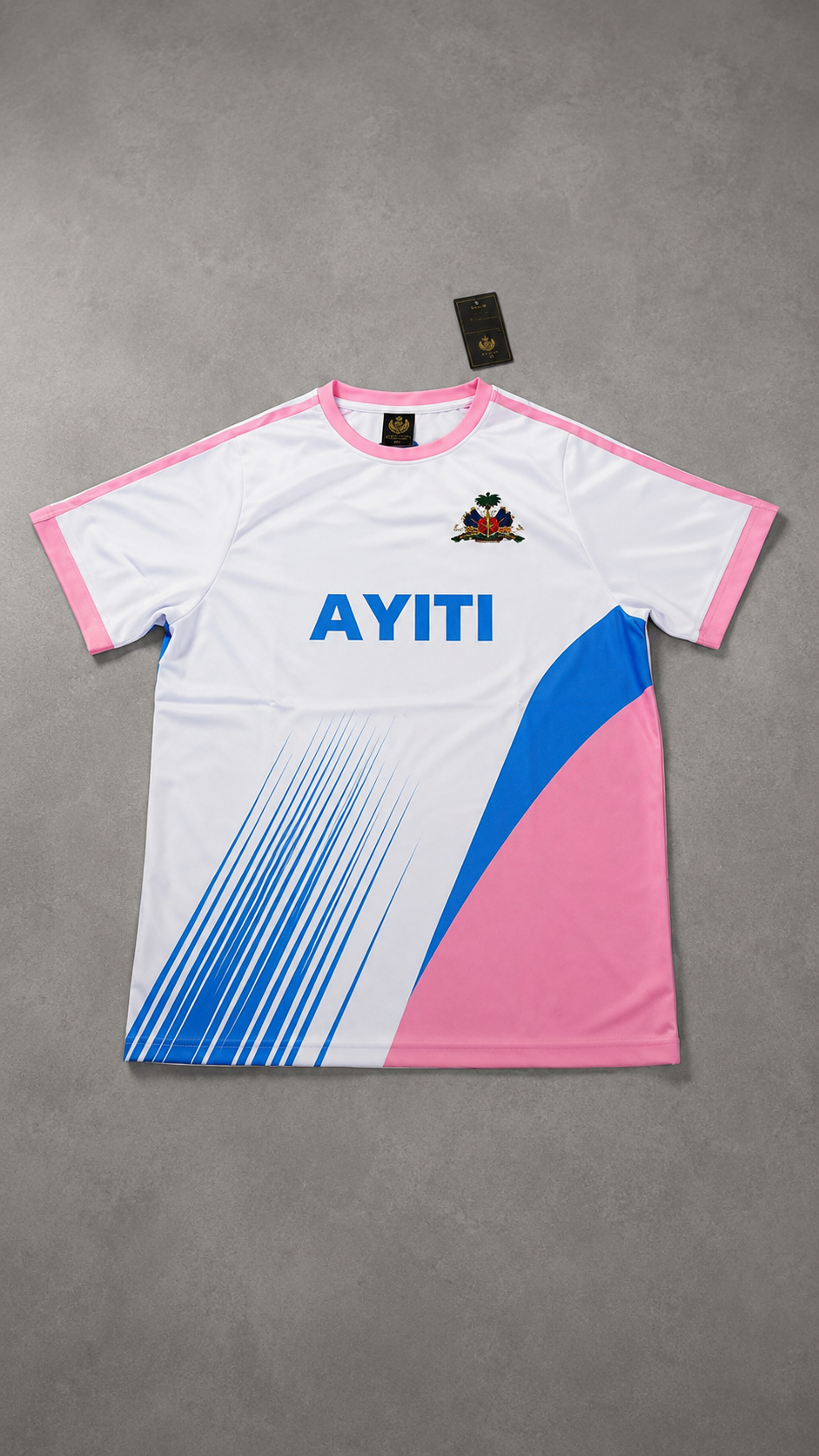 The Ayiti Heritage Jersey 🇭🇹 Light Blue / Pink / White